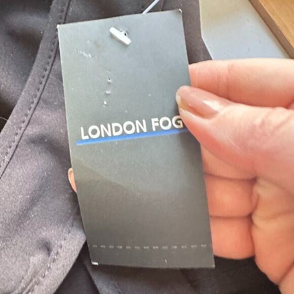 London Fog Womens Black Detachable Hooded Coat Belted Full Zip Stretch Large - Picture 6 of 8